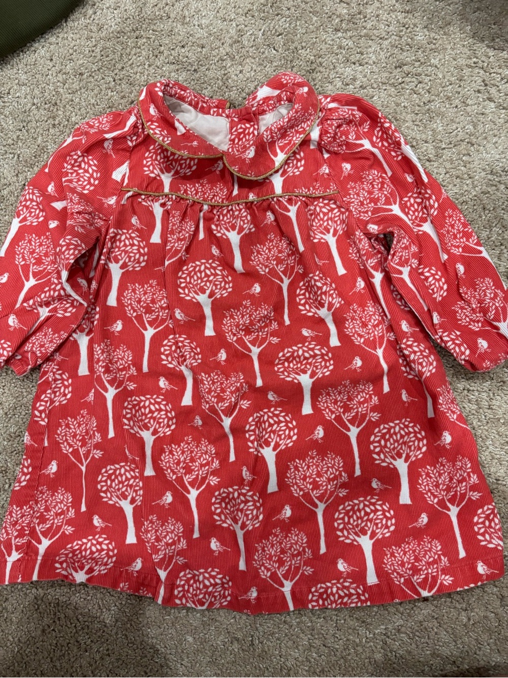 Baby Boden Red and White Tree Print Dress